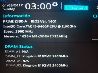 Placa Base ASUS PRIME Z390-A + RAM + CPU