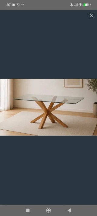 Mesa comedor cristal y madera 190x90