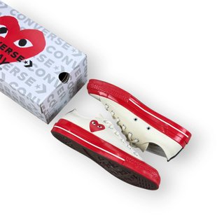 Converse Chuck Taylor All Star 70 Ox Comme des Garcons PLAY Egret Red Midsole EU 41.5