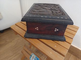 Joyero madera tallada indio
