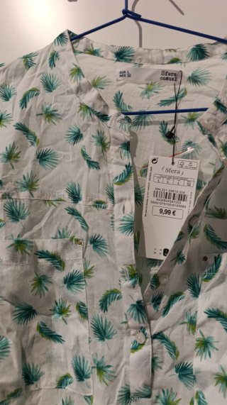 Camisa Sfera Estampada Hojas Verde Talla L