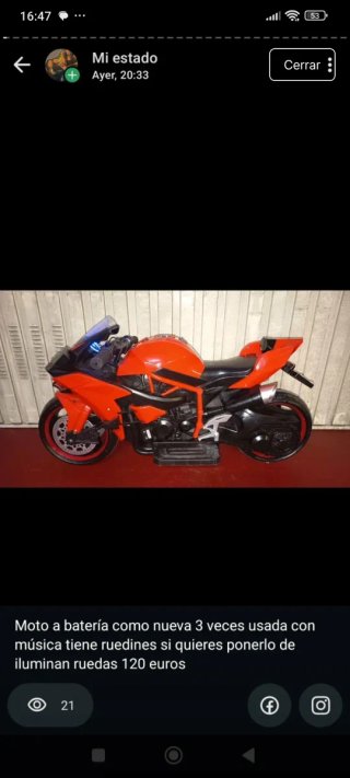Moto a batería para niños