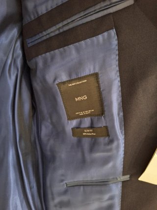 Americana traje lana azul Mango