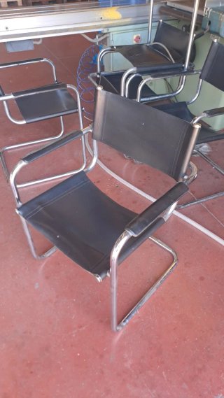 Lote 5 Sillas Oficina Cuero y Metal