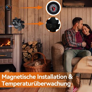 Ventilatore magnetico per stufa a legna a 6 pale, ventilatore per camino