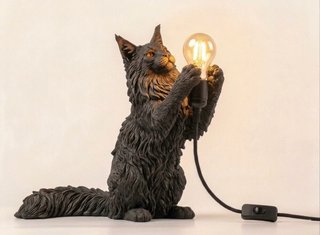 Lamp Gatto Maine Coon Nero
