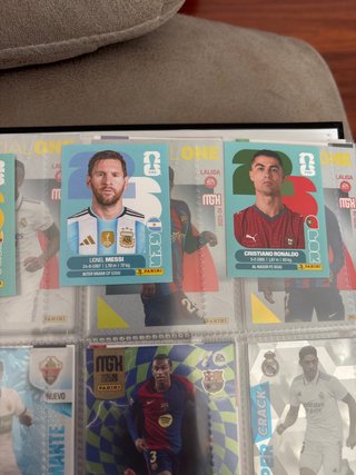 Cromos Messi y Cristiano Ronaldo Panini