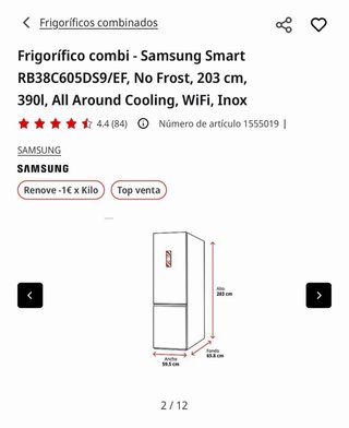 Frigorífico Samsung Combi 203cm Nuevo