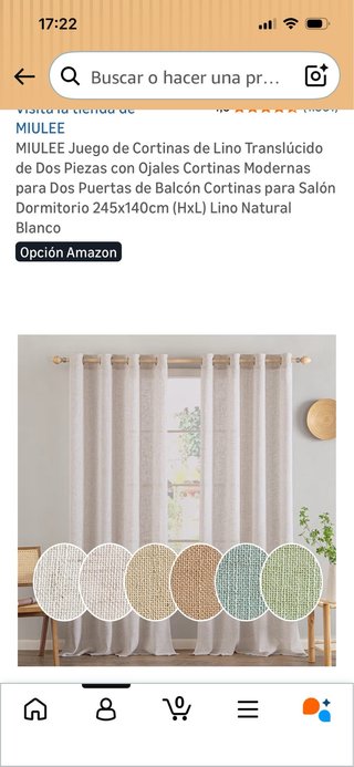 Cortina Lino Natural Miulee 1 unidad más retales