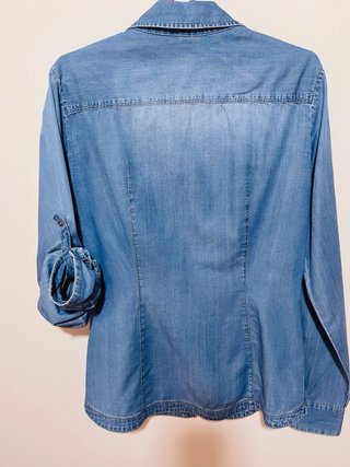Camisa vaquera Benetton entallada azul Talla S