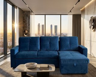 Sofá Cama Azul con Almacenaje