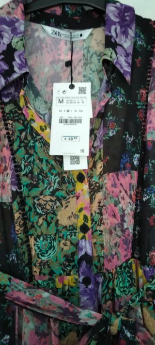 Vestido Zara T M Estampado Floral Patchwork