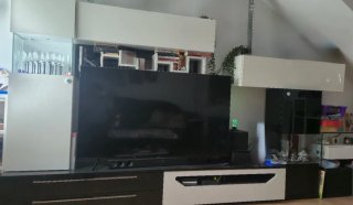 Mueble de salón moderno blanco y negro lacado