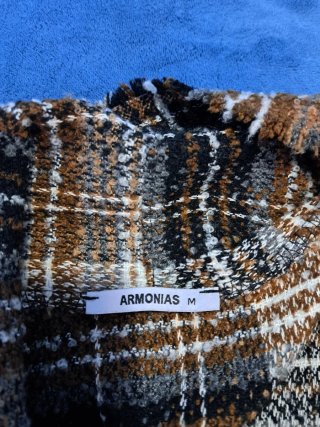 Chaquetón largo cuadros marrón talla M
