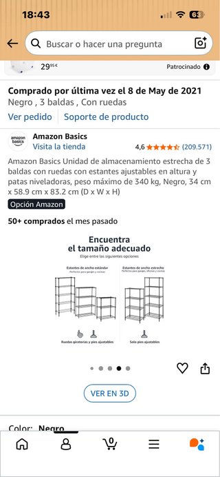 Carrito metálico de 3 estantes con ruedas