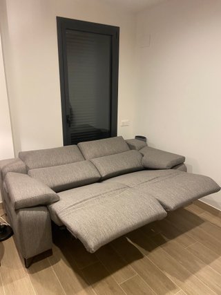 Sofá Reclinable Gris Tela