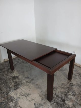 Mesa extensible madera maciza + 6 sillas