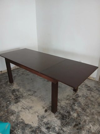Mesa extensible madera maciza + 6 sillas
