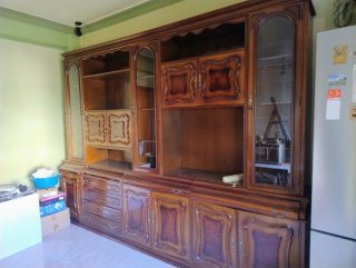 Mueble salón madera vitrinas