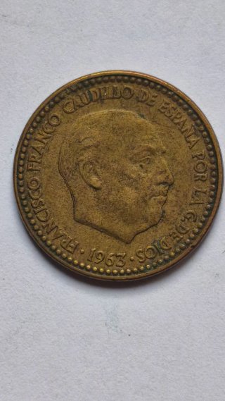 50 monedas de 1 peseta de franco del año 1963