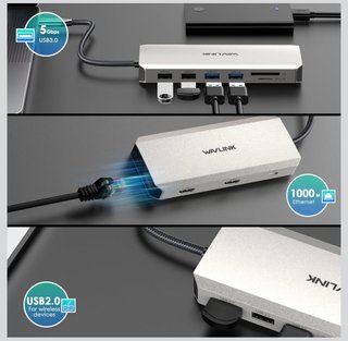 Base de conexión WL-UMD302B USB-C 2 Monitores