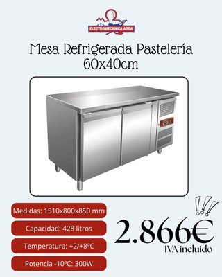 Mesa Refrigerada Pastelería 60x40cm