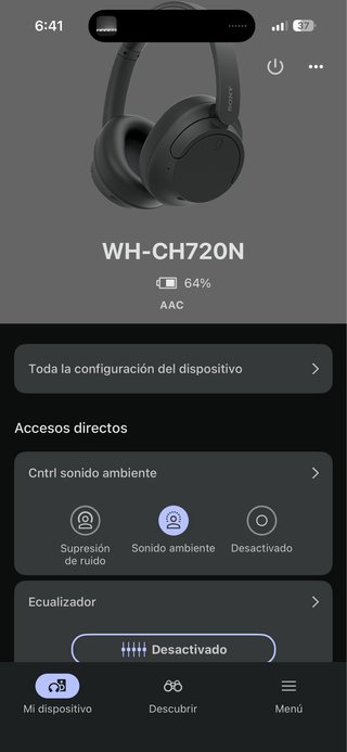 Sony WH-CH720N Cancelación Ruido Negro