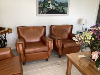 2 Sillones a juego con Sofá 3 Plazas Cuero.Recoger