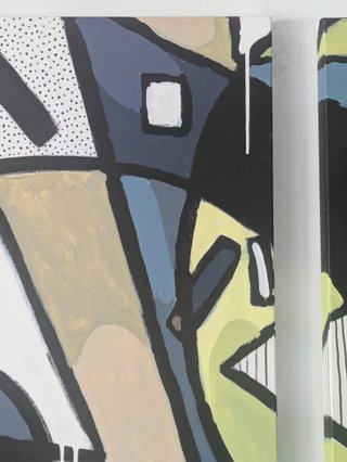 Cuadro tríptico abstracto grande arte moderno