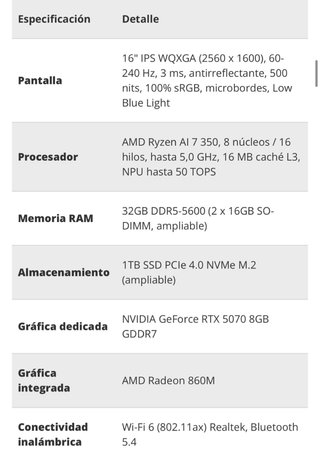 Portátil HP Omen 16 Ryzen 7 350 RTX 5070