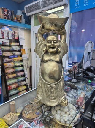 Figura Buda de la Fortuna Resina Dorada 55cm