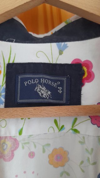 Camisola Polo Horse floral blanca