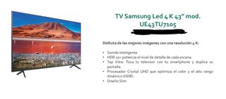 TV Samsung LED 43 4K UE43TU7105