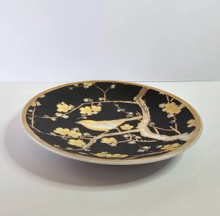 Piatto decorativo uccello e fiori