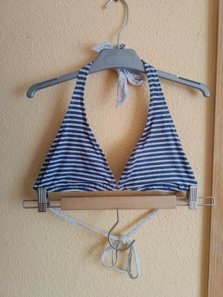 Bikini rayas azul y blanco mujer