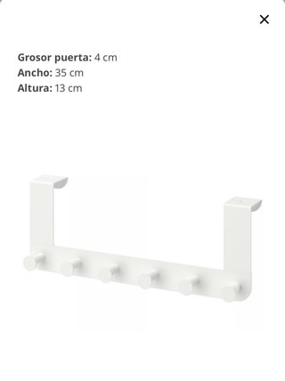 Perchero de puerta metálico blanco