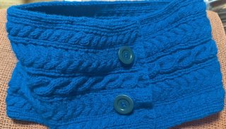 Bufanda Cuello Tejida Azul Botones