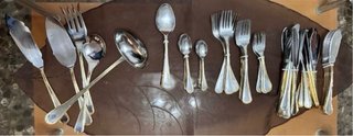 Vajilla TPM Porcelana + Cubiertos Dorados