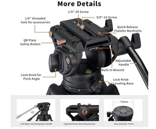 Cayer BV30L Trípode Video Profesional