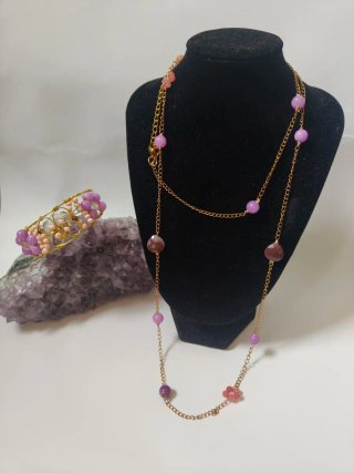 Parure collana e bracciale oro e viola