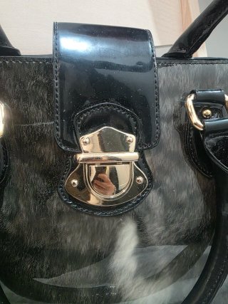 Borsa donna vernice nera e grigia
