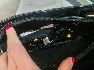 Borsa donna vernice nera e grigia