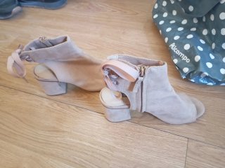 Sandalias Peep Toe Beige y Rosa