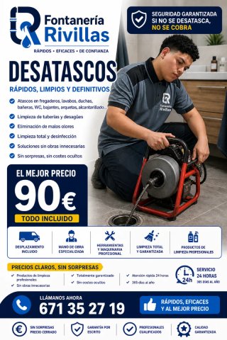 Desatascos rápidos, 90€ Alicante con garantía