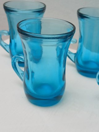 Set 5 Bicchieri Liquore Vintage Blu Vetro