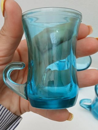 Set 5 Bicchieri Liquore Vintage Blu Vetro