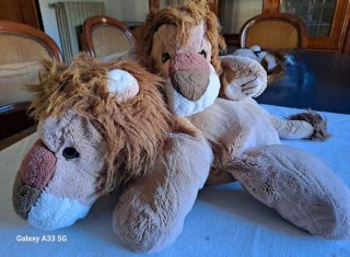 Coppia Peluche Leoni Vintage "Padre e Figlio"