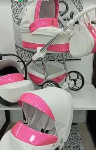 Cochecito Bebé Bytax 3 Piezas Blanco/Rosa