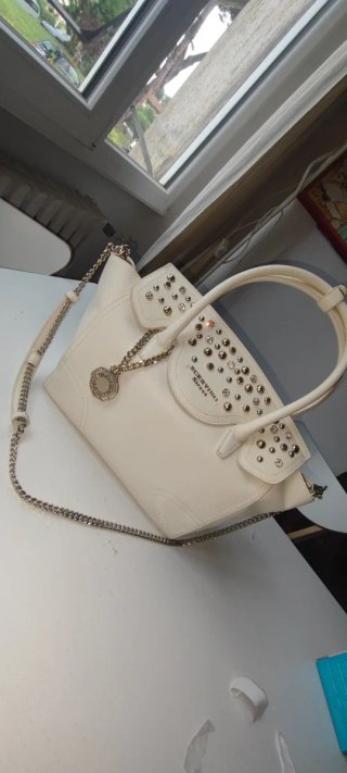 Borsa Scervino Street bianca con borchie