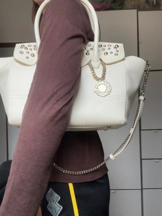 Borsa Scervino Street bianca con borchie